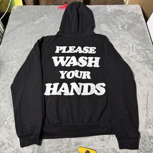 Talentless Heavy Black Long Sleeve Hoodie Sweatshirt Men's S Wash Your Hands